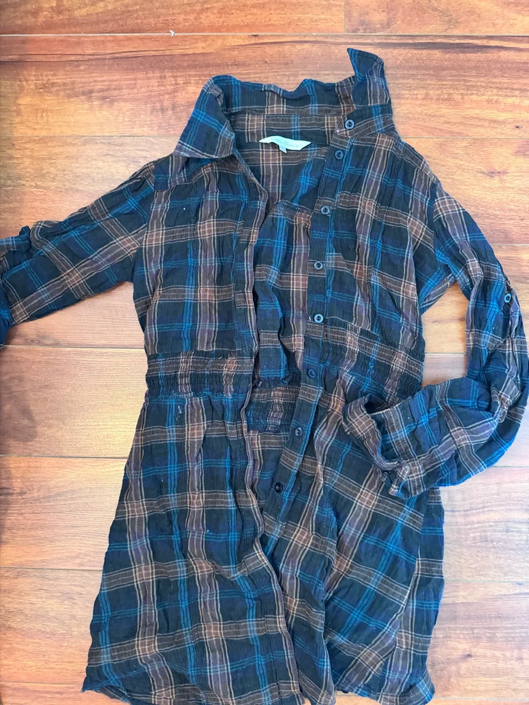 Earth Blance Plaid Shirt Dress thumbnail