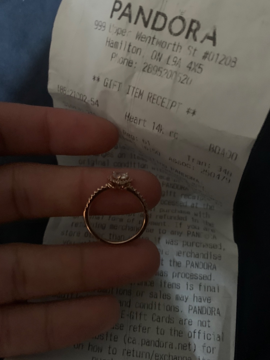 Pandora Heart 14k Rose Gold Ring Size 7