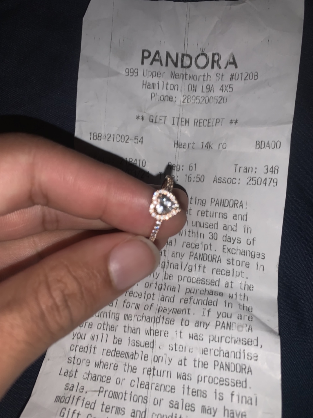 Pandora Heart 14k Rose Gold Ring Size 7 - photo 3