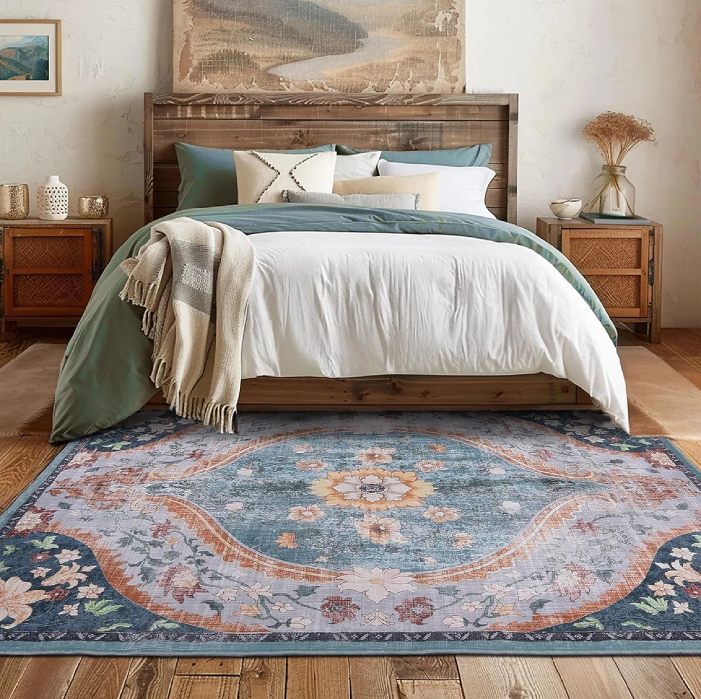 Brand New 6x9ft Teal Multicolors Area rug image indicator(5)