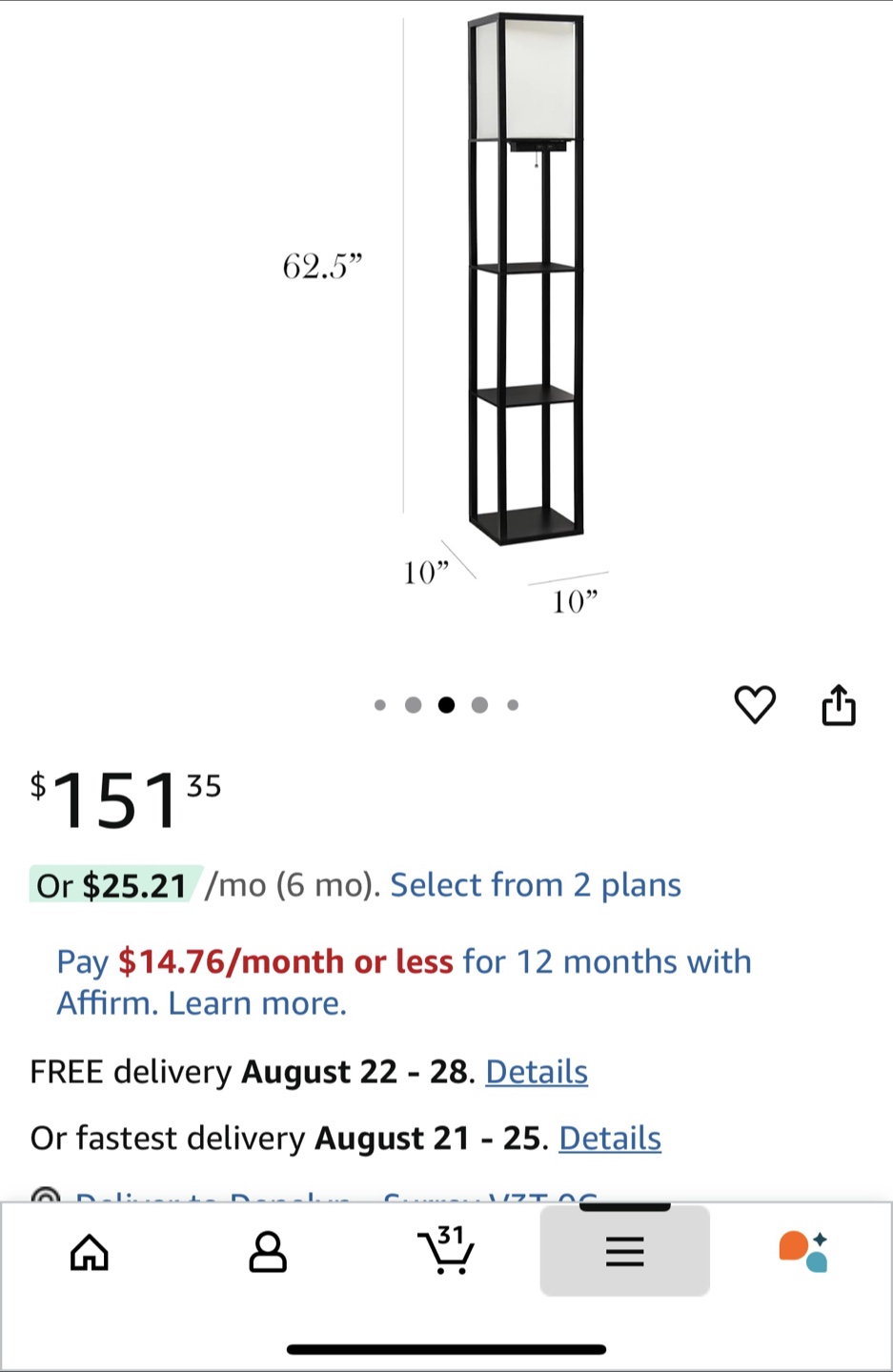 Black Floor Lamp with Shelves without outlet - photo 3