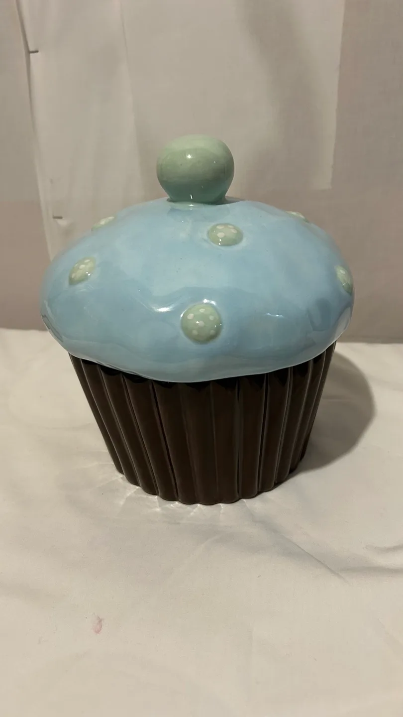 Cupcake Jar - Blue & Brown thumbnail