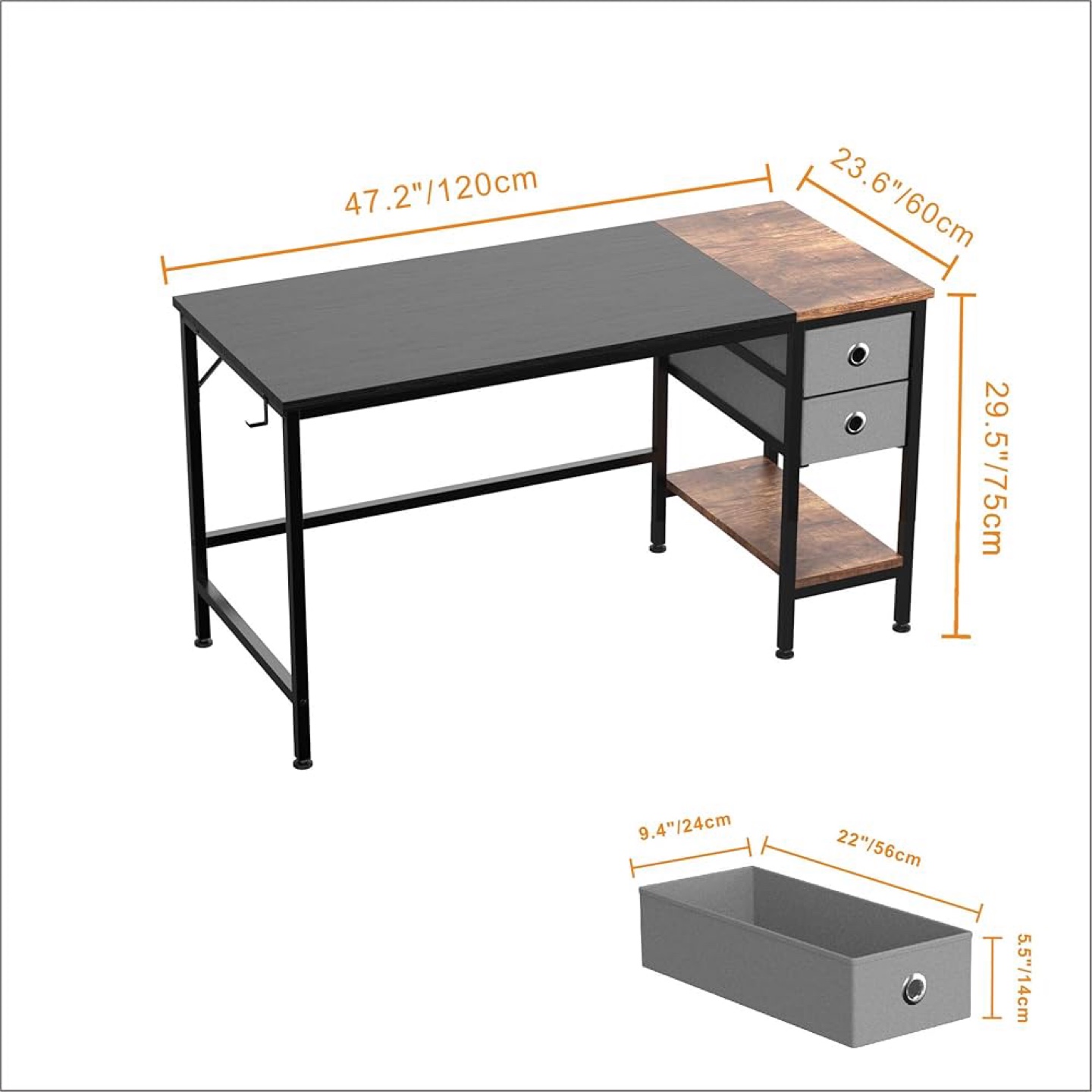 Black & Brown Computer Desk with Drawers - photo 2