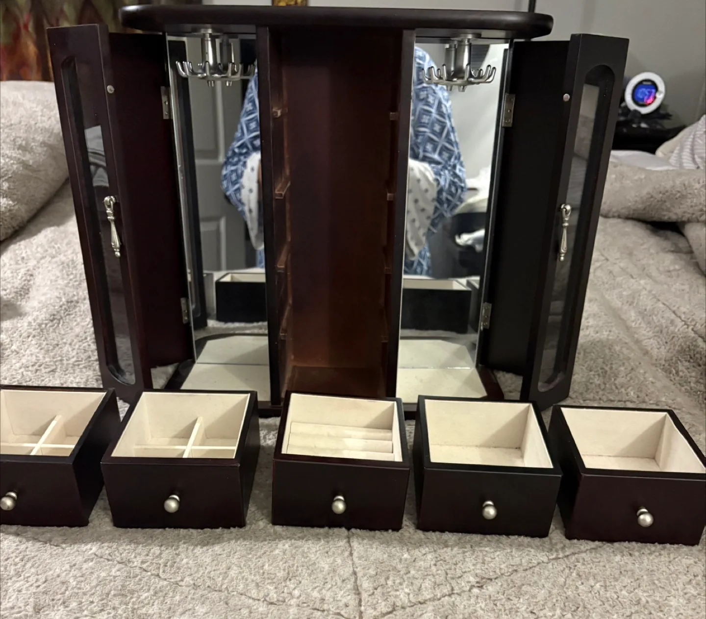 Dark Brown Wooden Jewelry Box Armoire image indicator(3)