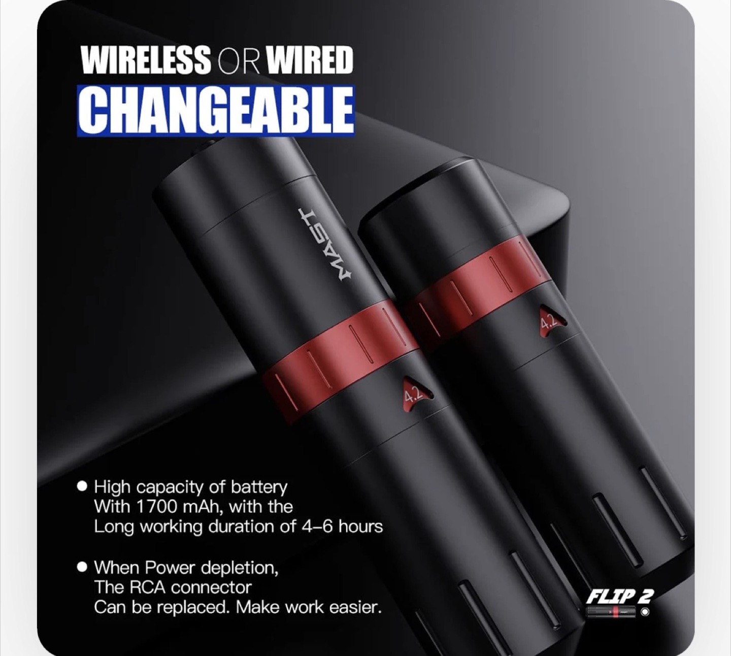 Mast Flip 2 Wireless Tattoo Pen Machine - photo 4