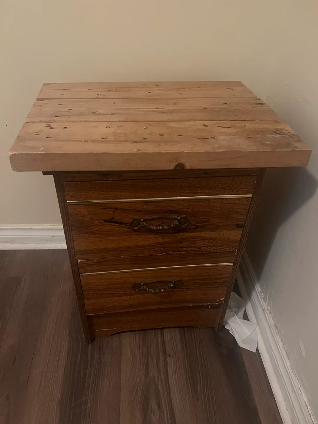 Wooden Bedside Table with Drawers thumbnail
