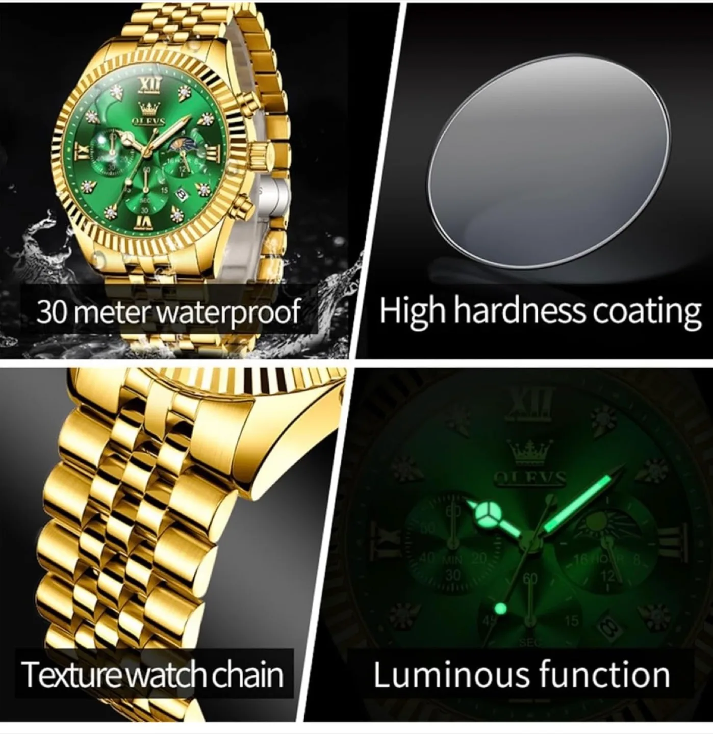 OLEVS Men’s Luxury Watch, Stainless Steel. New in Box. image indicator(4)