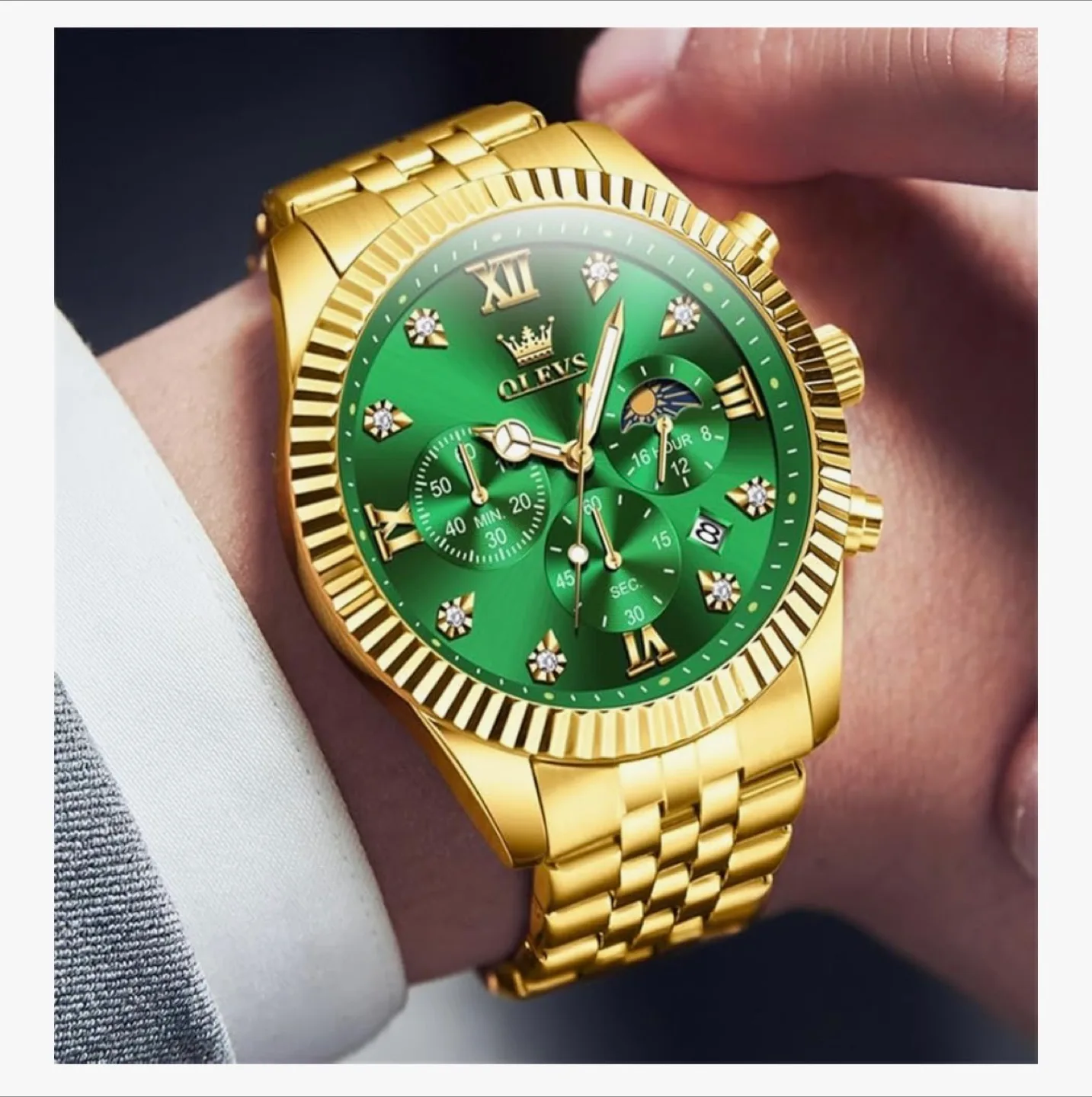 OLEVS Men’s Luxury Watch, Stainless Steel. New in Box. image indicator(8)