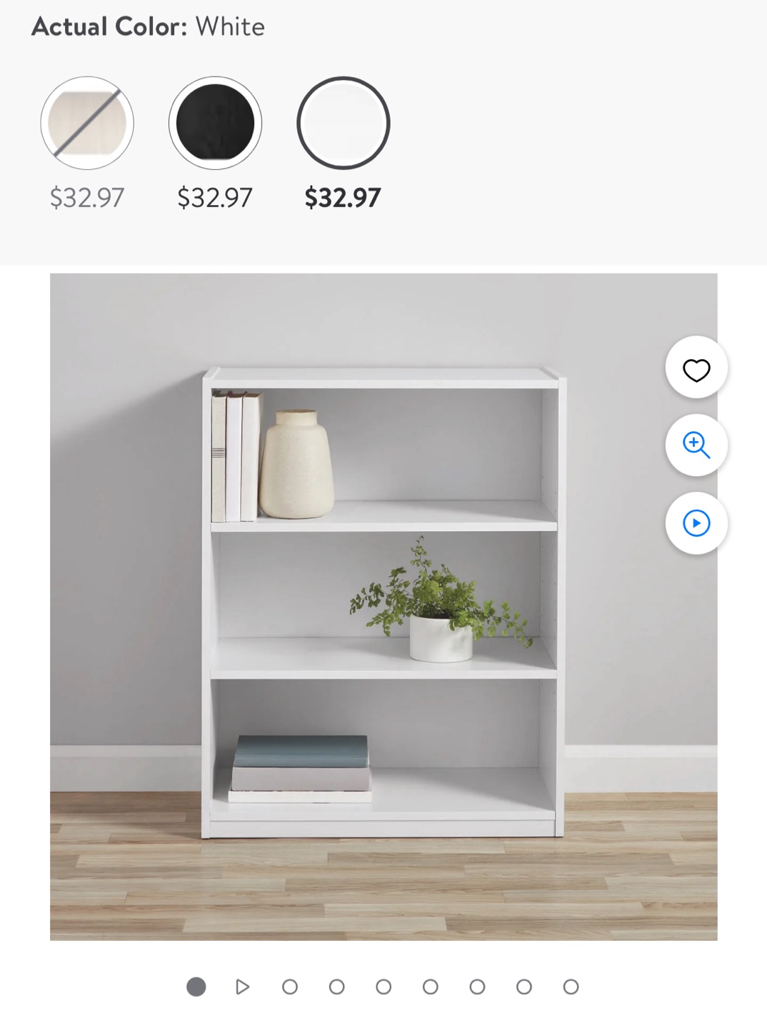 White 3-Shelf Bookcase