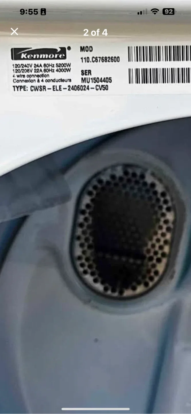 Kenmore Dryer - Model 110.C67682600. Free image indicator(3)