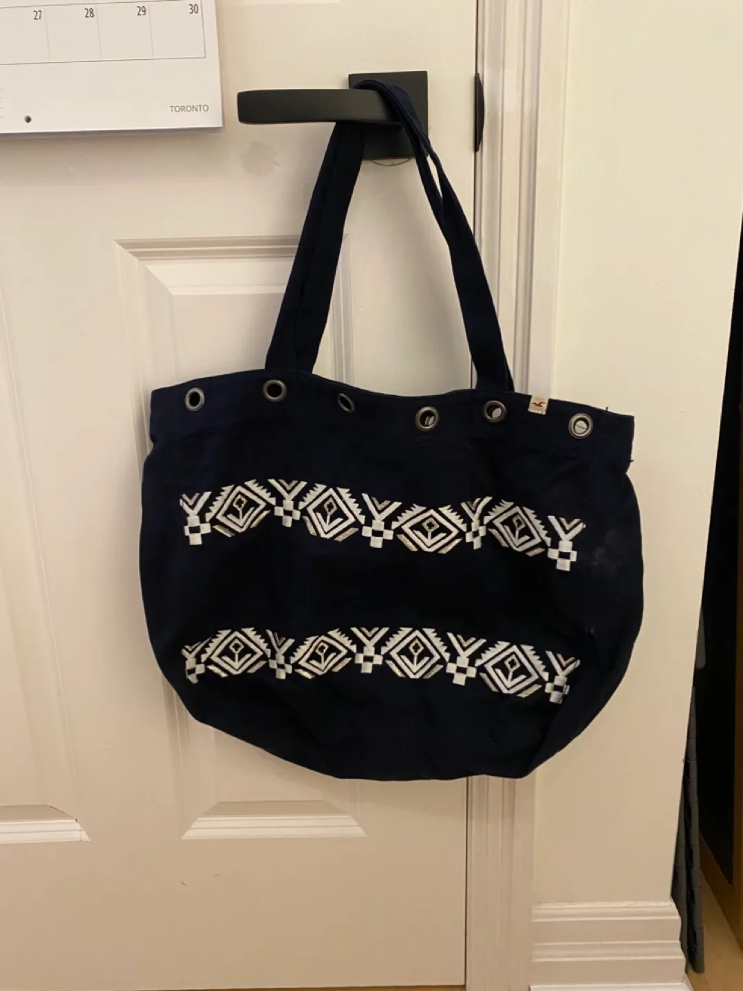 Navy and White Hollister Tote Bag thumbnail