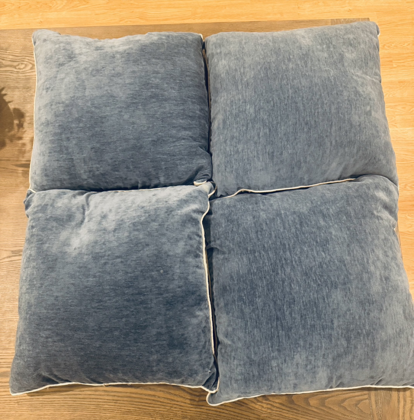 Blue Velvet Throw Pillows (Set of 4)