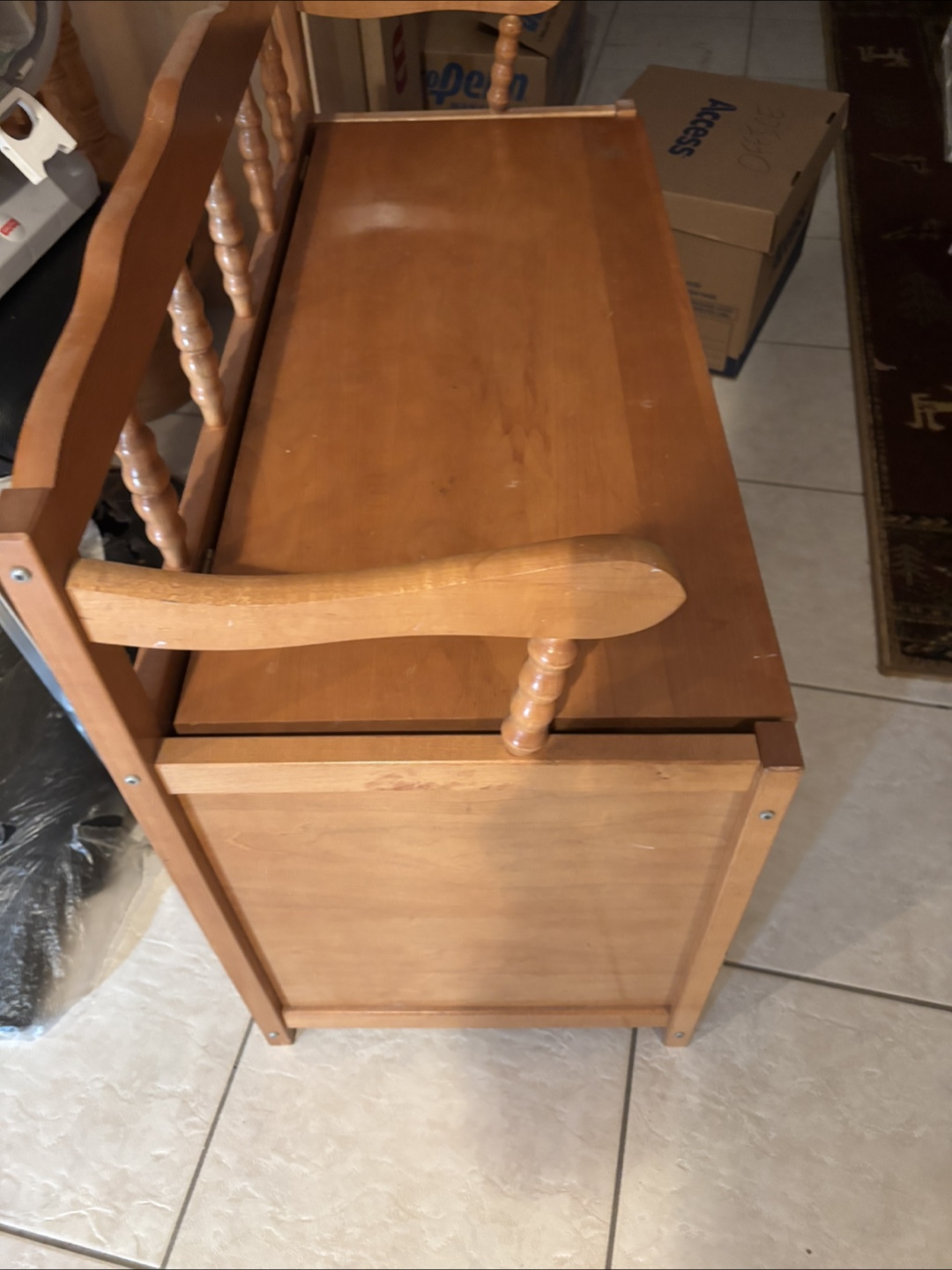 Wooden Storage Bench with Backrest - photo 3