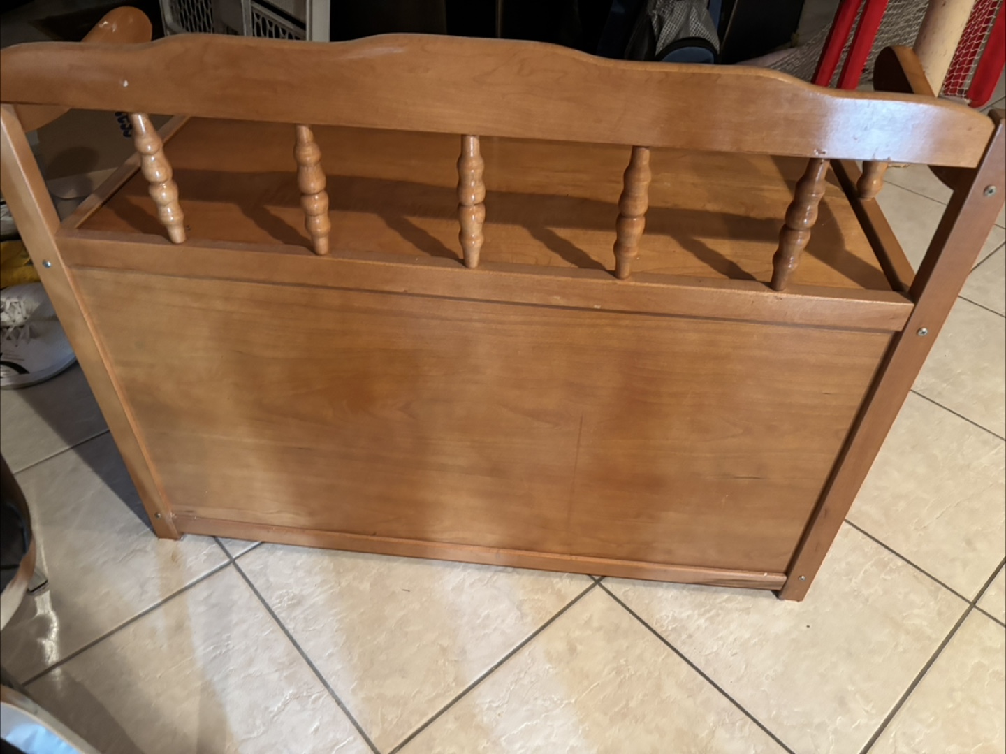 Wooden Storage Bench with Backrest - photo 2