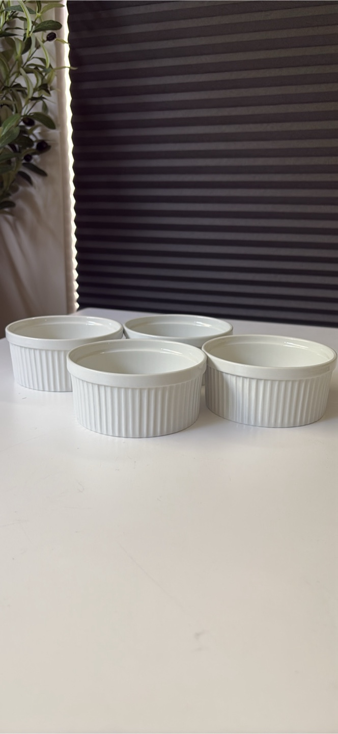 4 White Ceramic Ramekins
