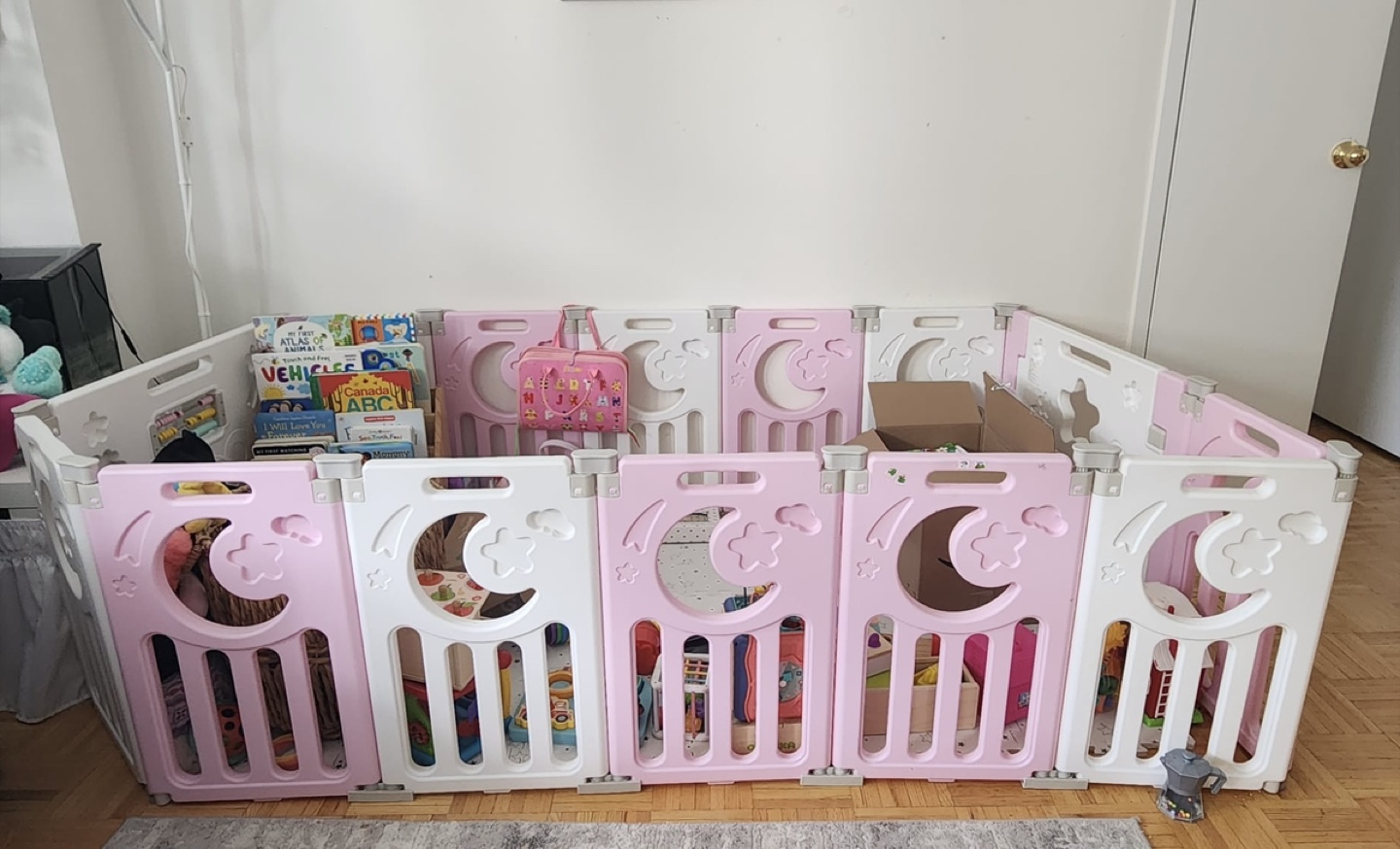 Pink & White Baby Playpen