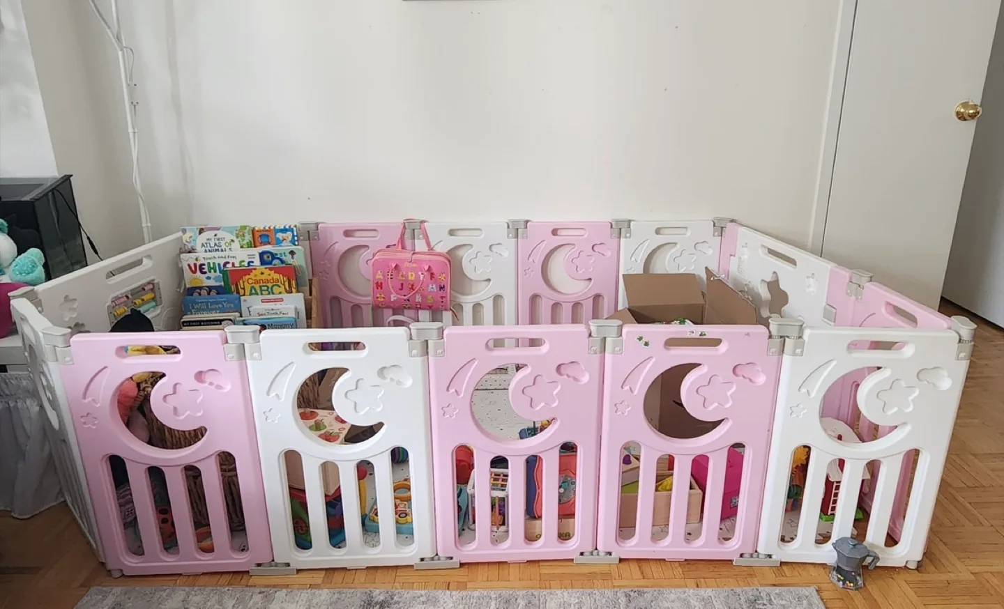 Pink & White Baby Playpen