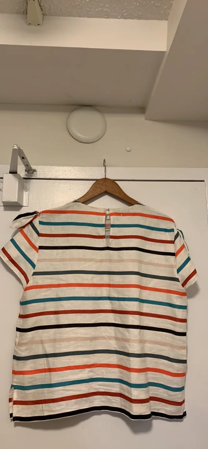 Zara Basic Striped Top 100 linen - Size Extra large image indicator(3)