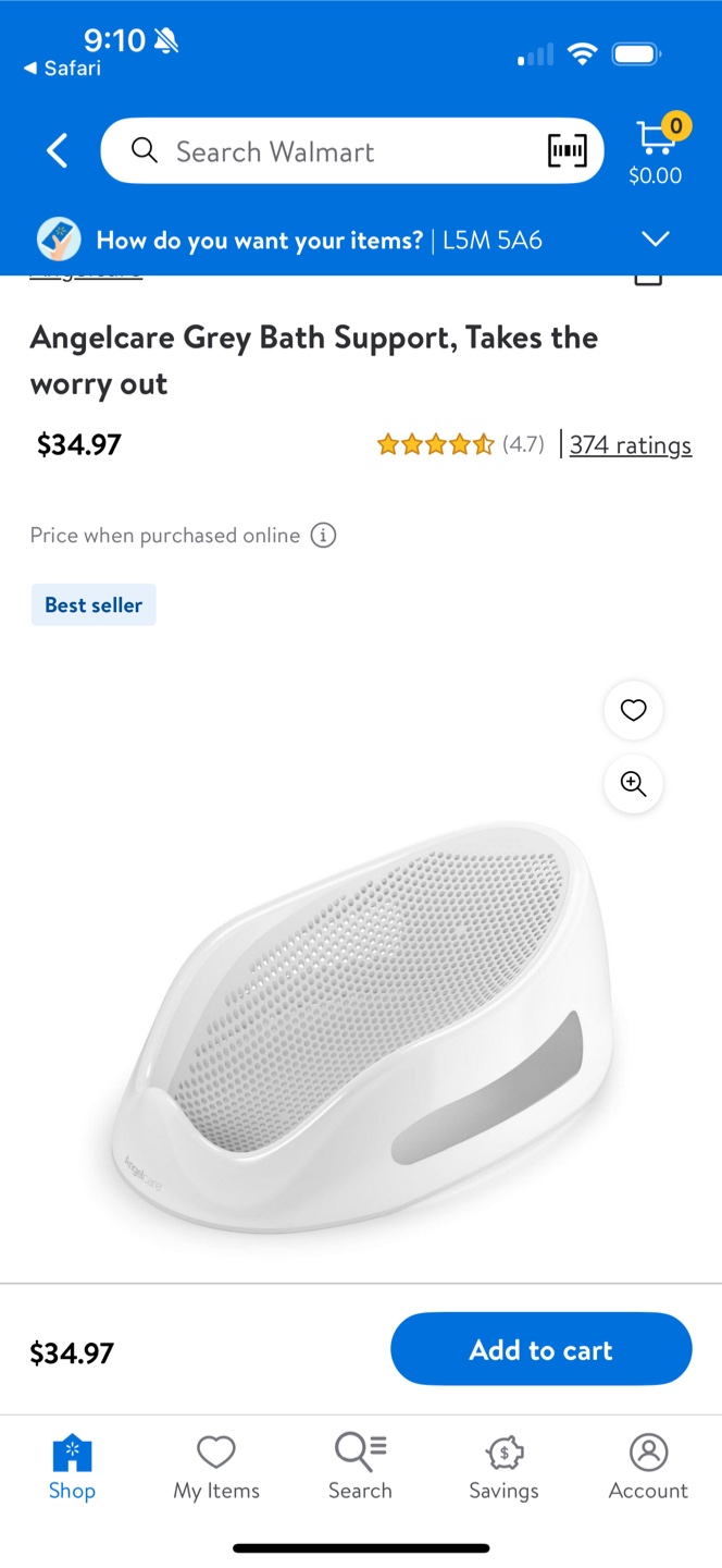 BRAND NEW- Angelcare Grey Bath Support