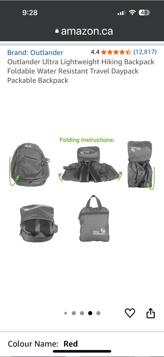 Outlander Ultra Lightweight Hiking Backpack - Red - photo 3