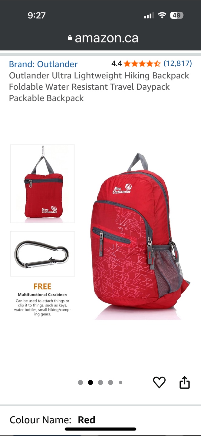 Outlander Ultra Lightweight Hiking Backpack - Red - photo 2