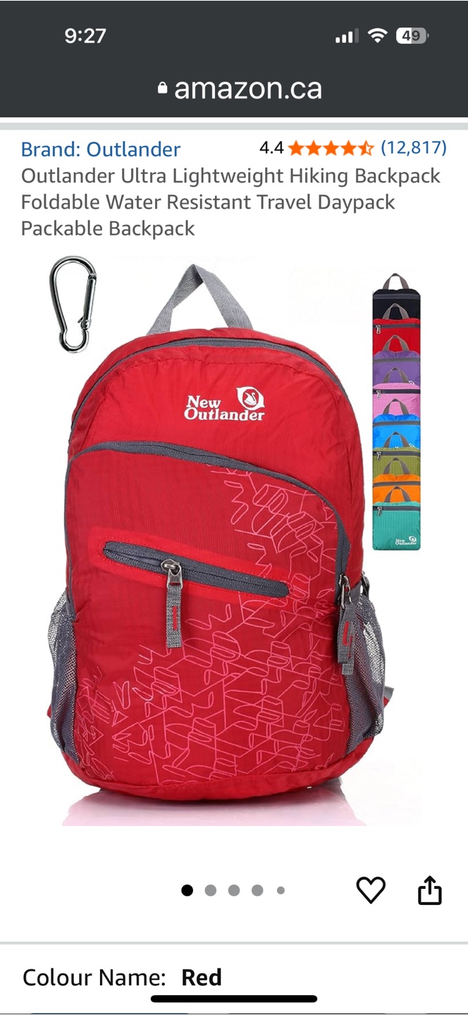 Outlander Ultra Lightweight Hiking Backpack - Red