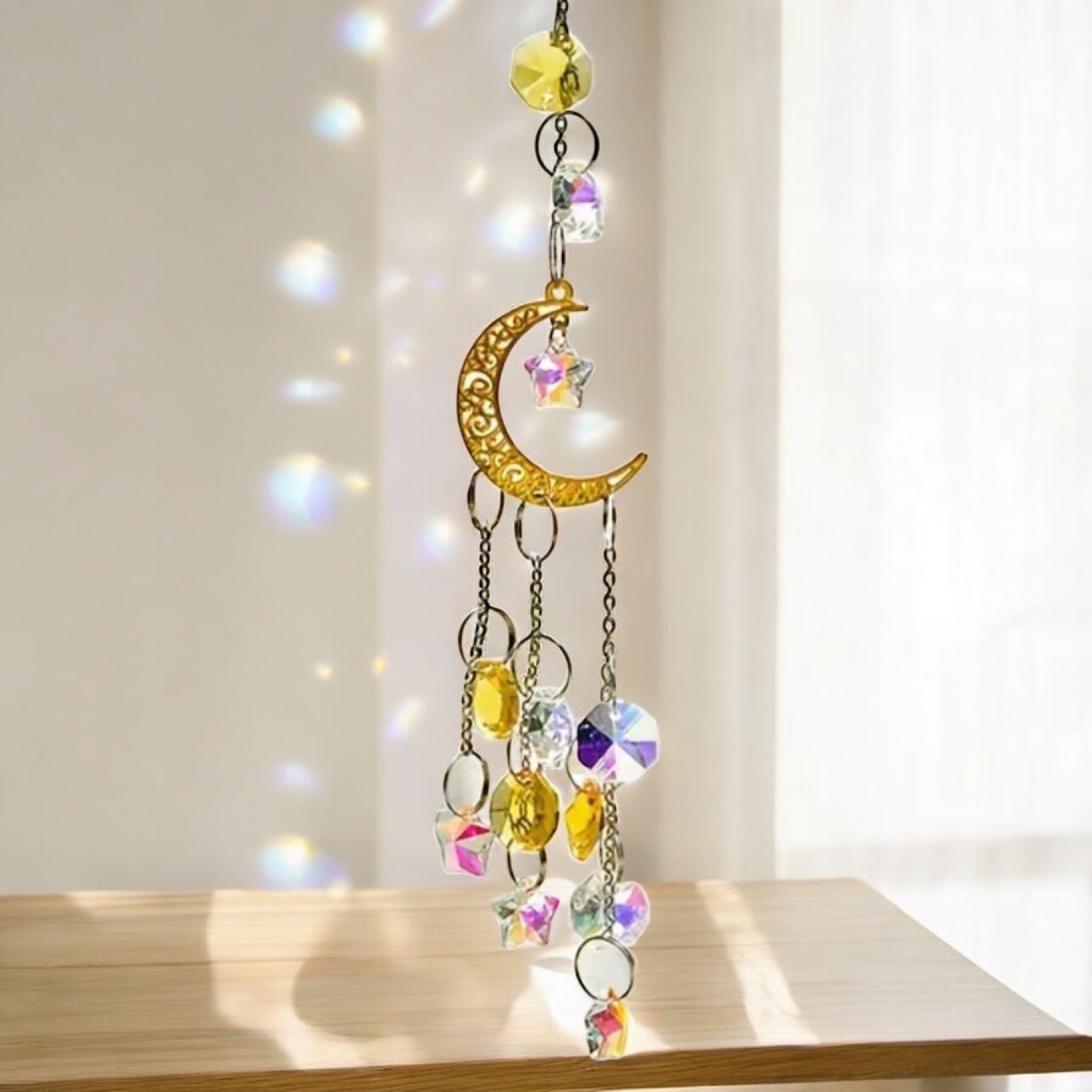 Crystal Moon & Star Suncatcher