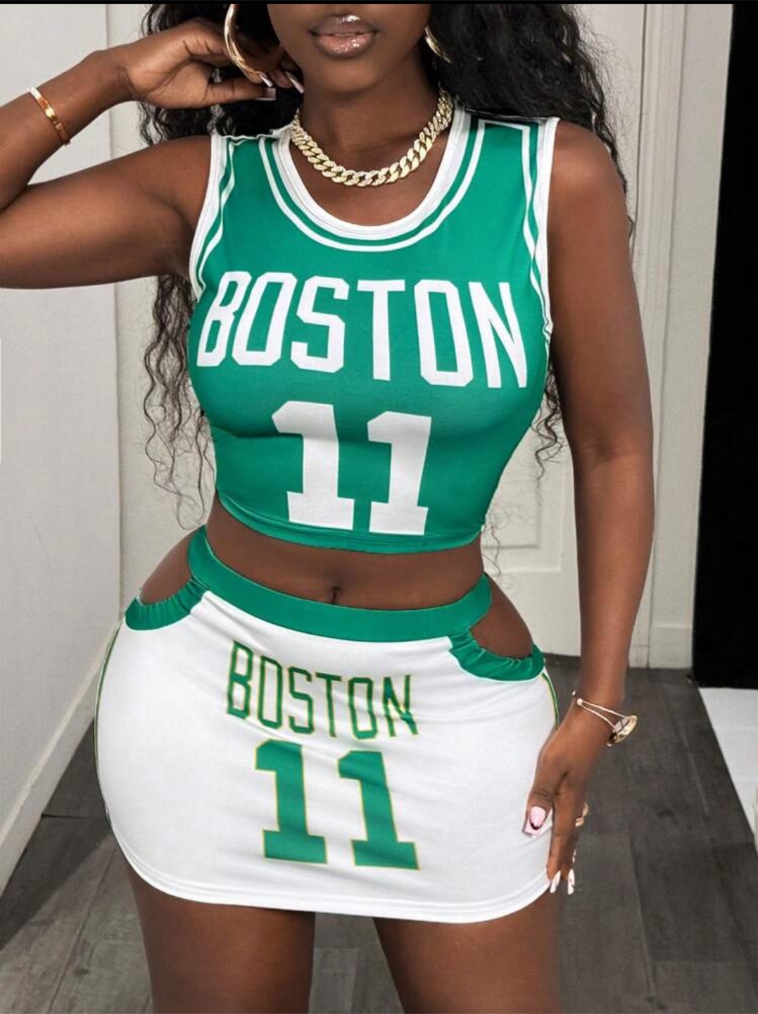 Boston #11 Crop Top & Skirt Set