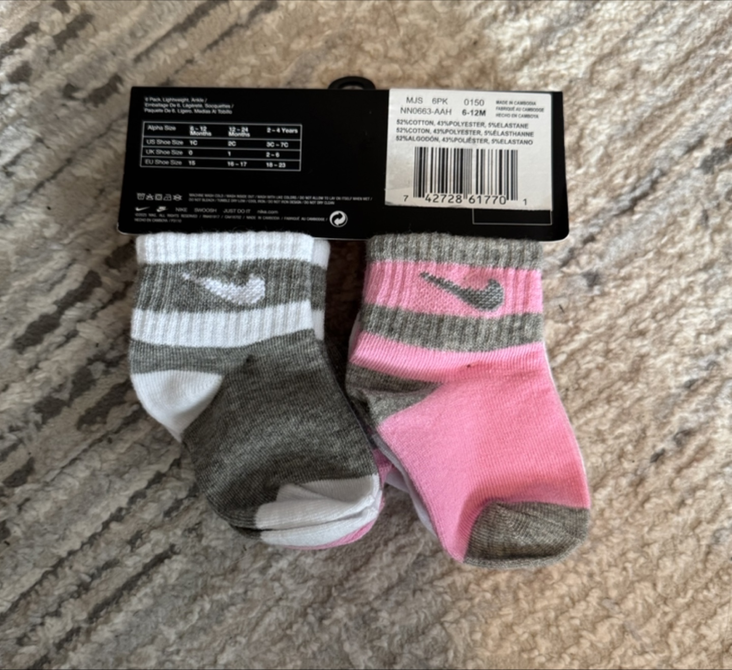 Nike Baby Girl Socks 6-12 Months - 6 Pack - photo 2