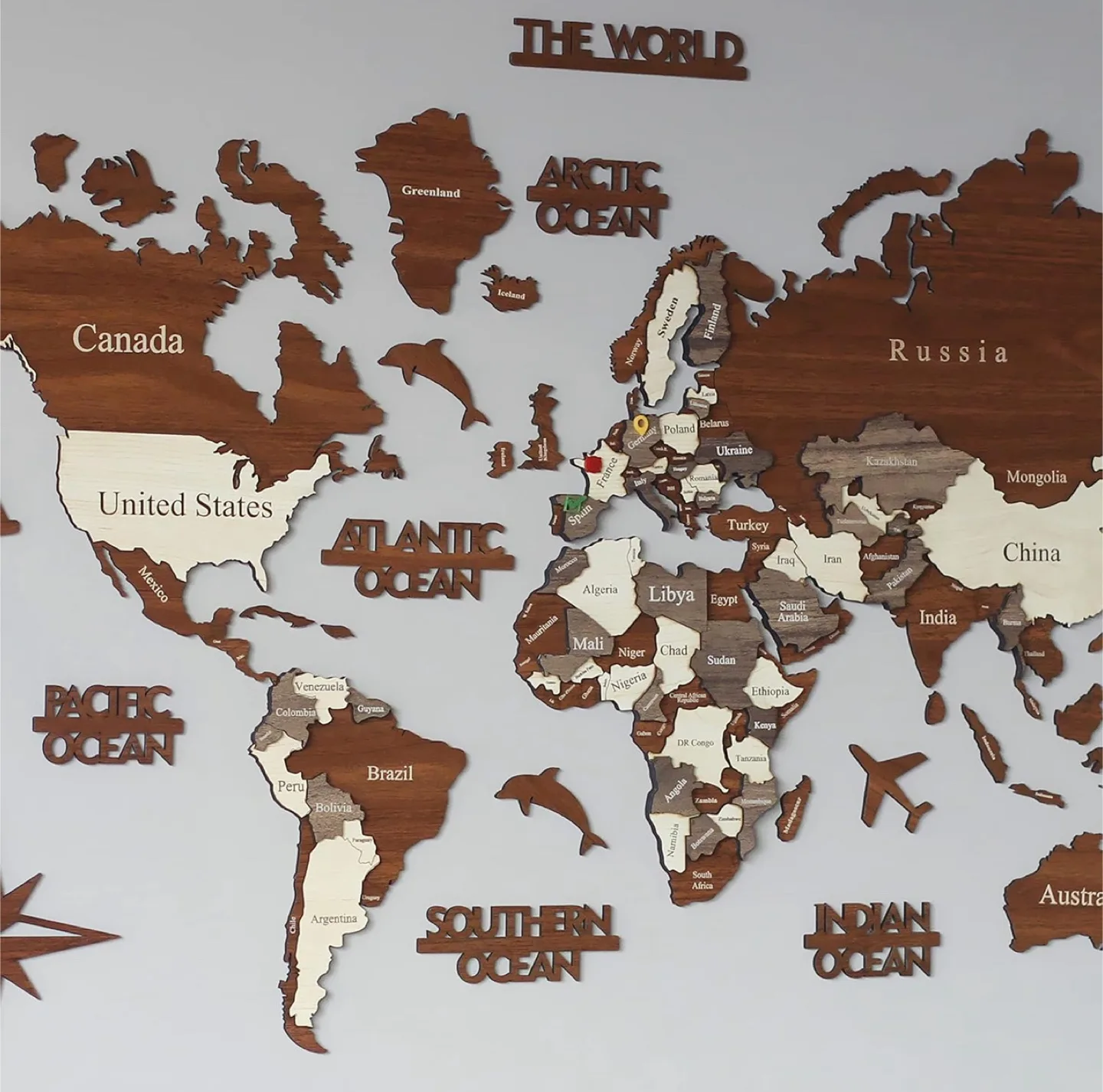 Colourfull Worlds 3D Wooden World Map XL thumbnail