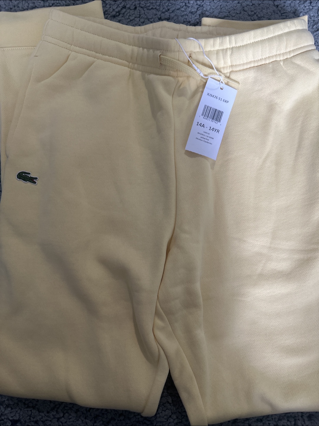 Lacoste Yellow Sweatpants - Size 14A-14YR - New