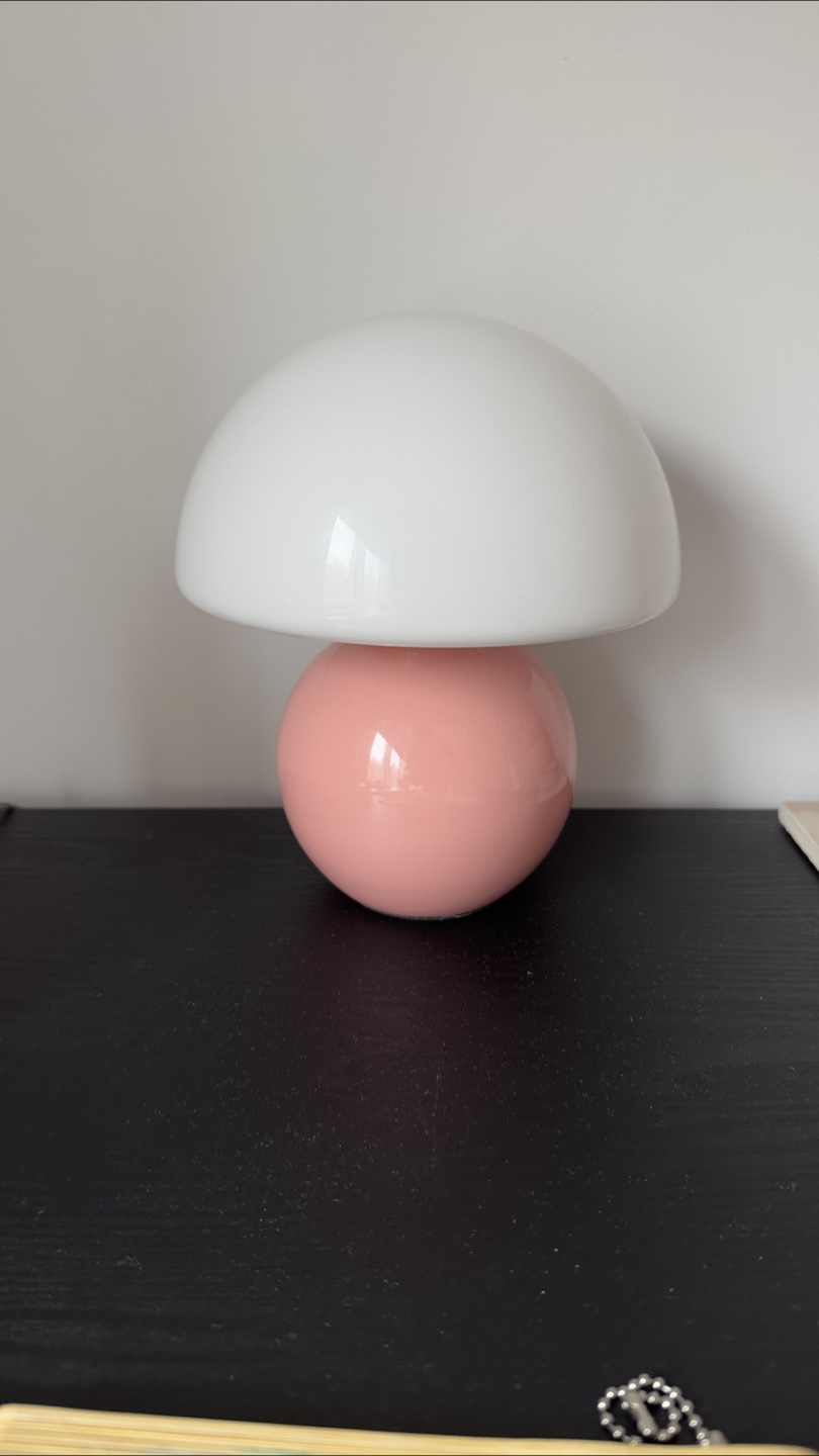 Dimmable Mushroom Table Lamp - Pink & White - photo 3