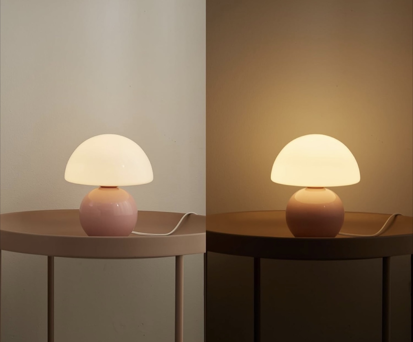 Dimmable Mushroom Table Lamp - Pink & White - photo 2