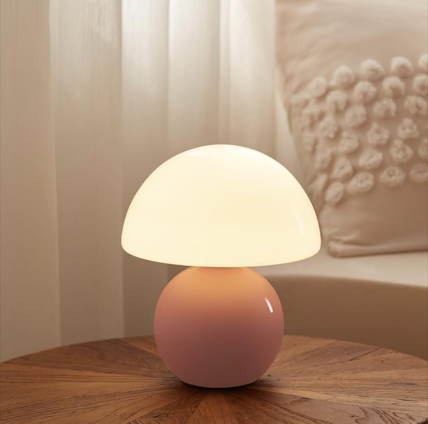 Dimmable Mushroom Table Lamp - Pink & White