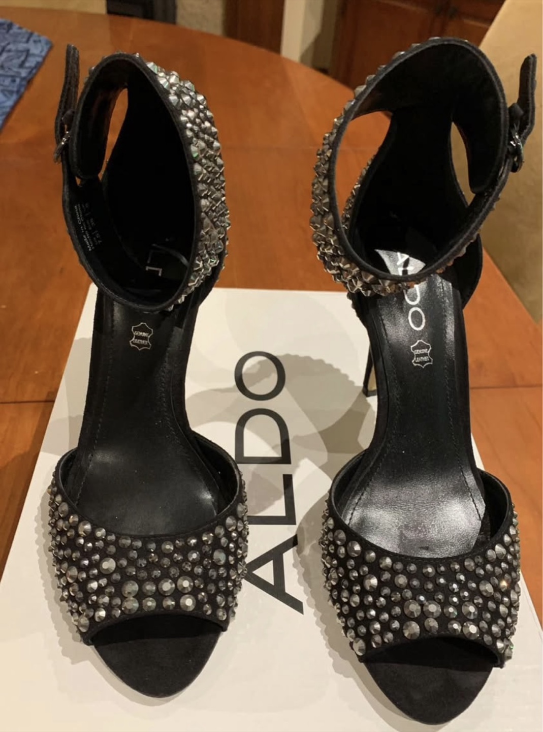 Aldo Black Embellished Heels, Size 7