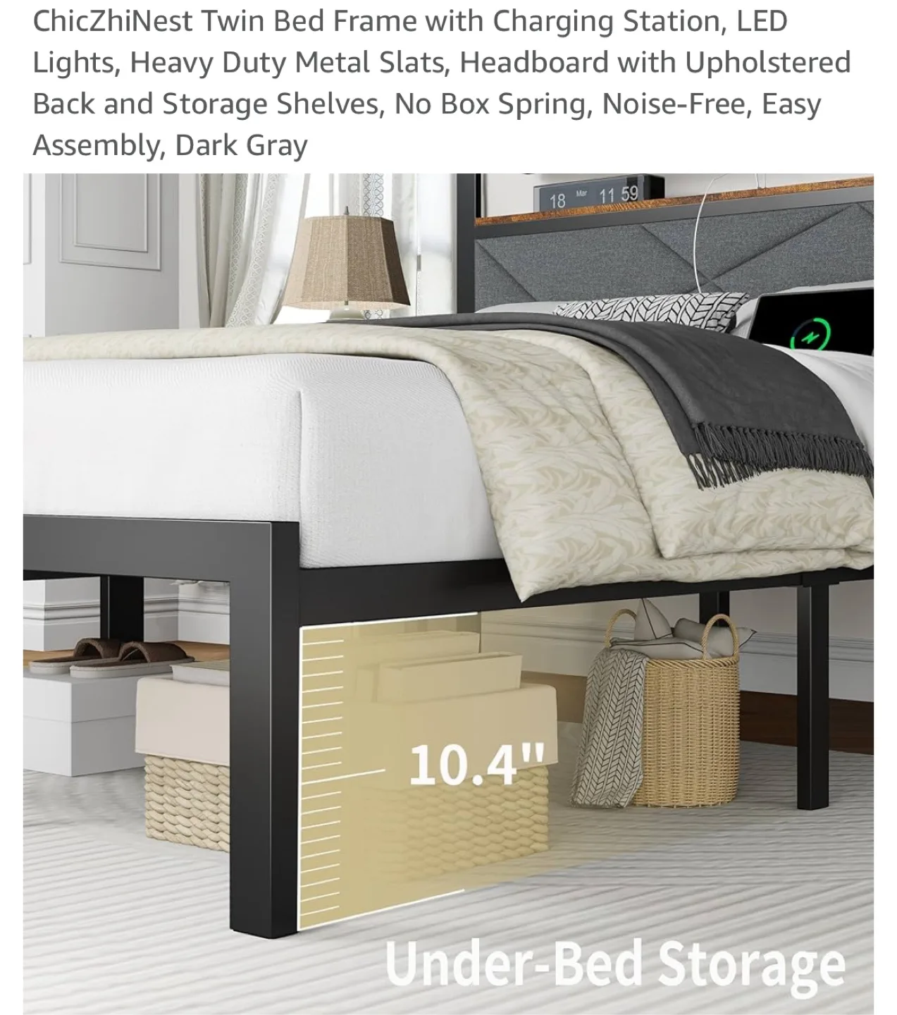 ChicZhiNest Twin Bed Frame - Dark Gray image indicator(6)