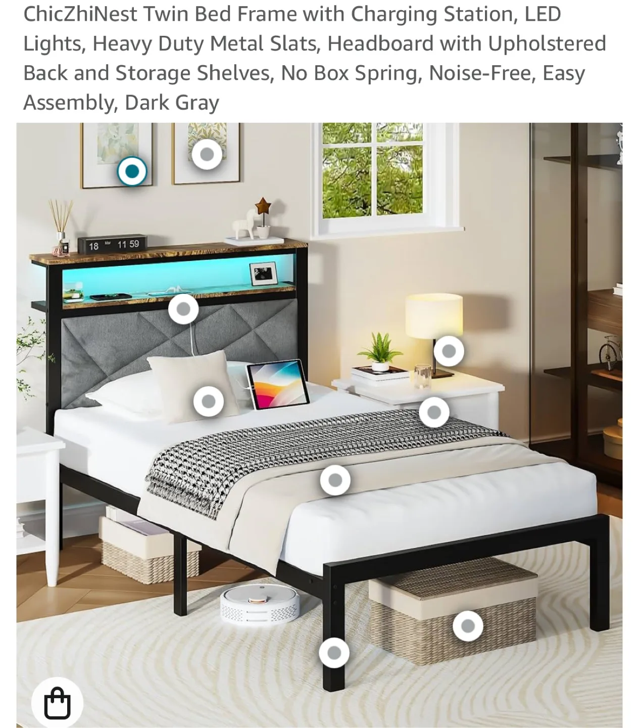 ChicZhiNest Twin Bed Frame - Dark Gray image indicator(7)