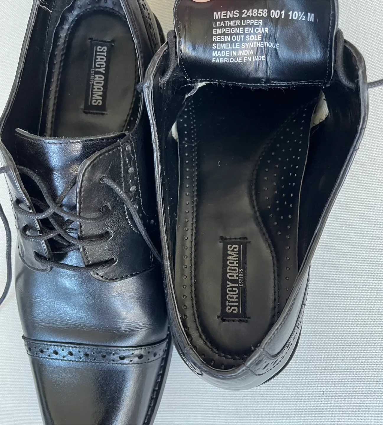 Stacy Adams Black Leather Dress Shoes Men Size 10.5 image indicator(2)