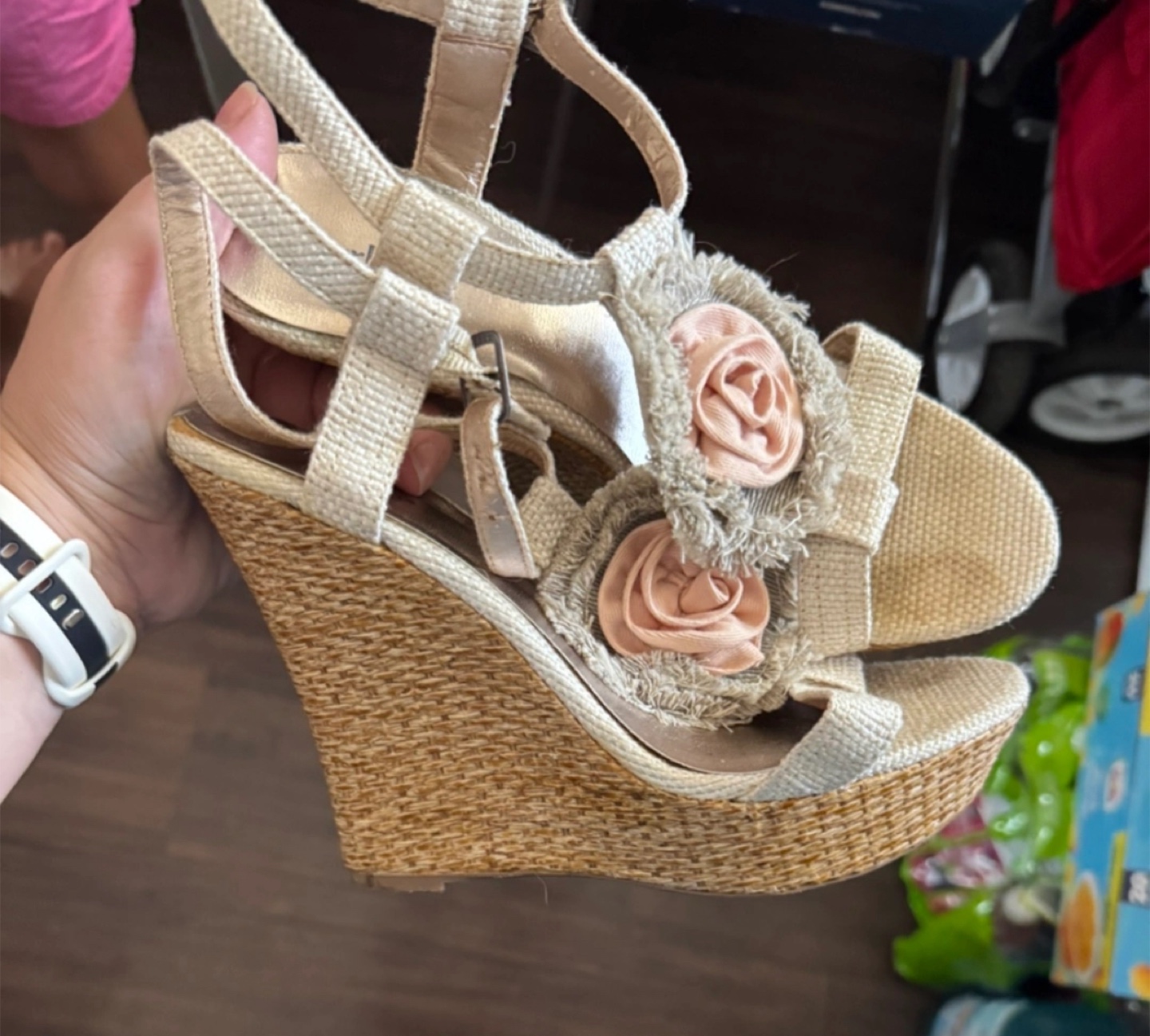 Wedge Sandals with Floral Detail