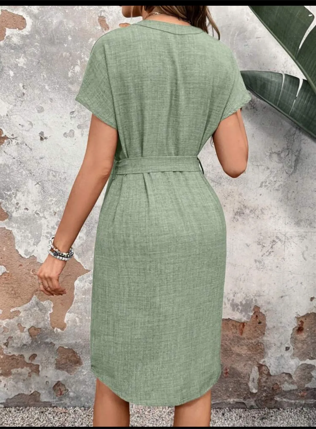 Belted Linen Blend Dress image indicator(4)