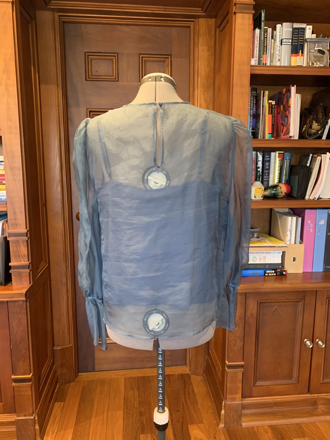 Blue Sheer Long Sleeve Blouse with Tank Top - photo 2