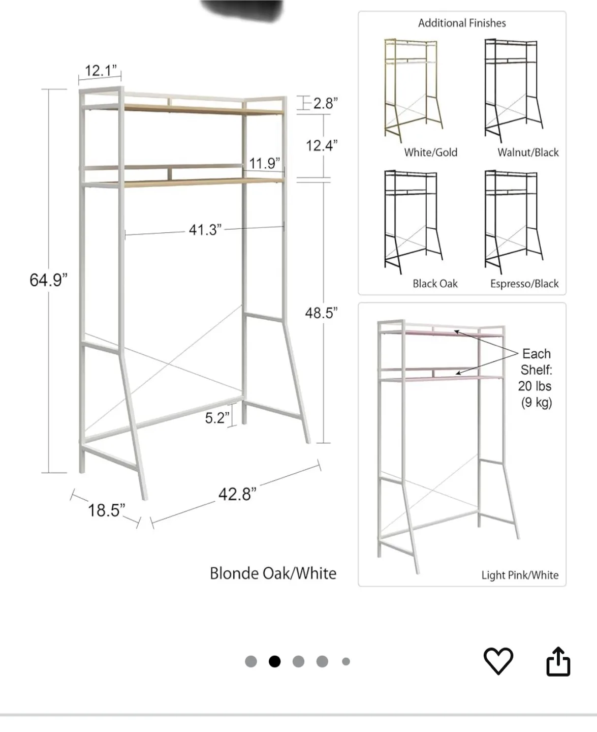 New in box Oak/White Over Bed Shelf image indicator(2)