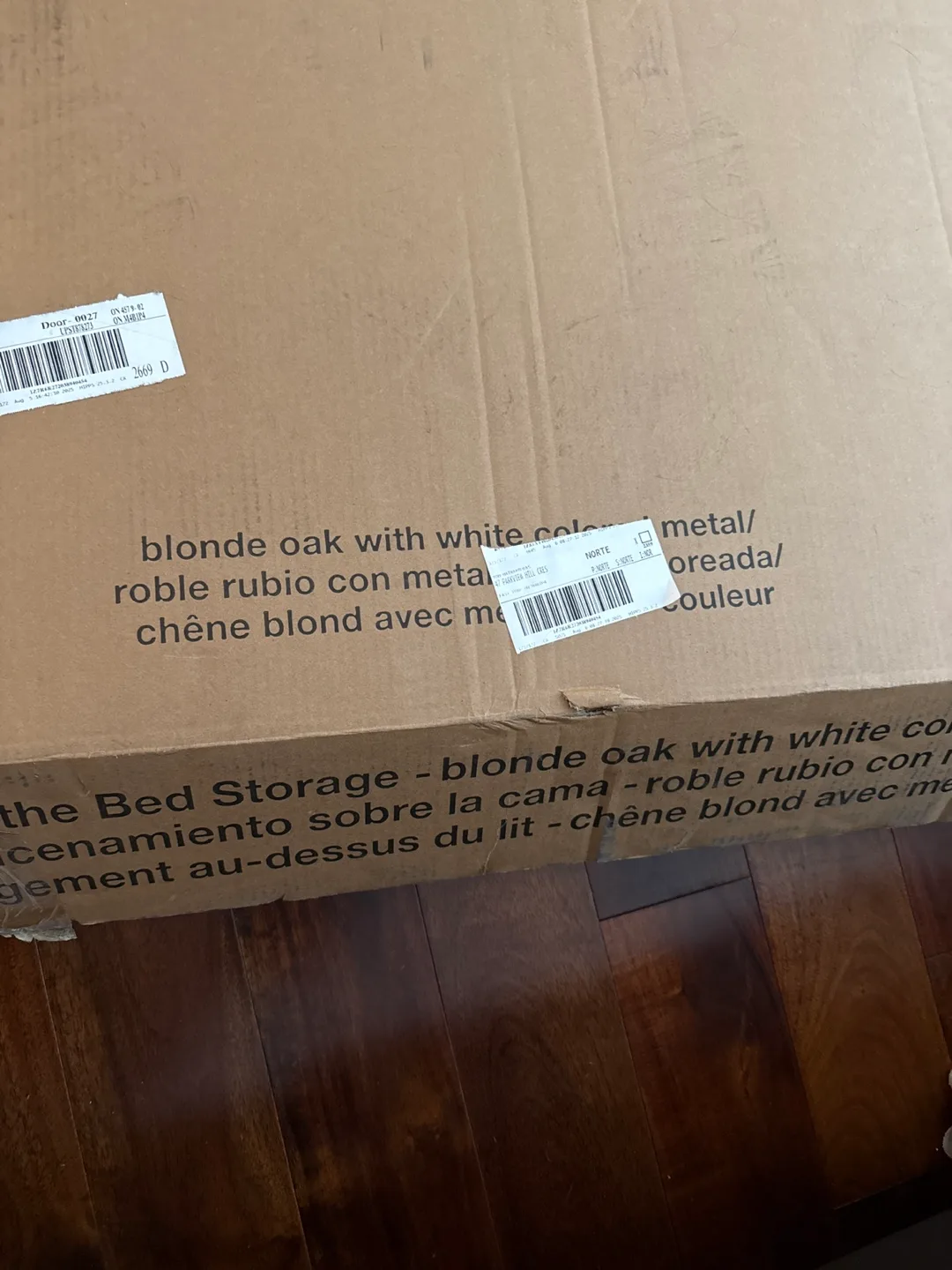 New in box Oak/White Over Bed Shelf image indicator(4)