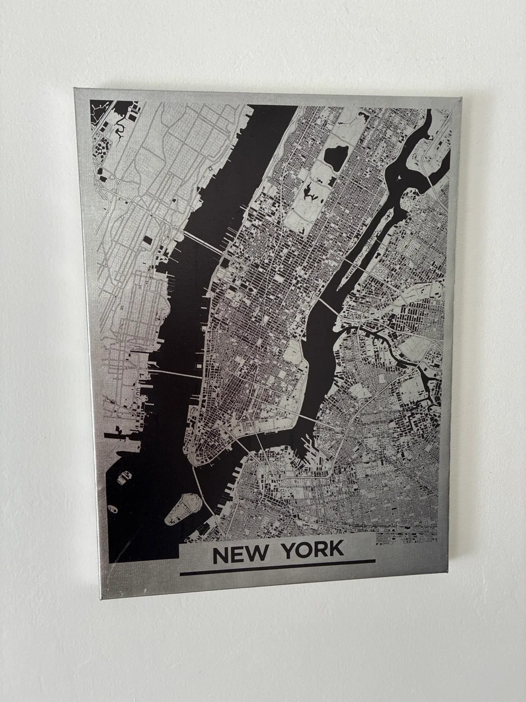New York City Map Print, Black and Silver thumbnail