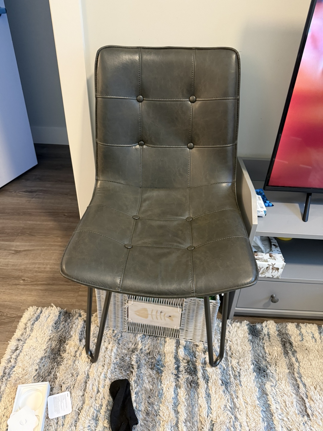 Grey Tufted  Chair