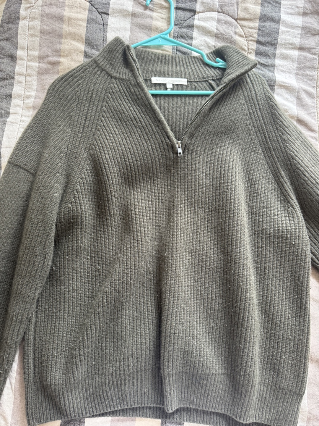 Naked Cashmere Olive Green 1/4 Zip Sweater - Size L