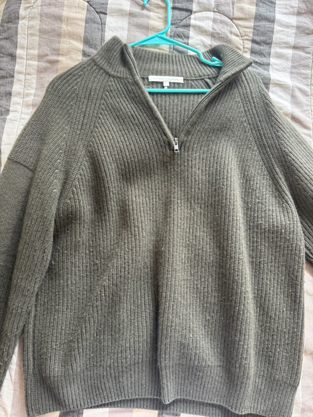 Naked Cashmere Olive Green 1/4 Zip Sweater - Size L thumbnail