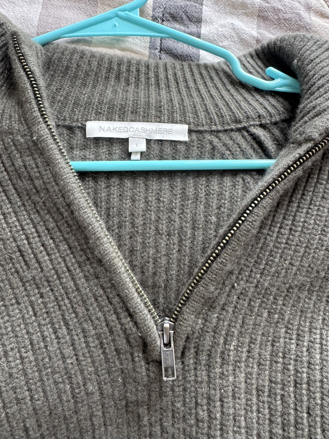 Naked Cashmere Olive Green 1/4 Zip Sweater - Size L - photo 2