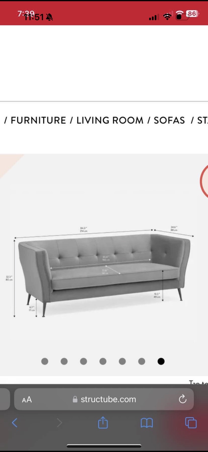 Structube Stasia Sofa - Grey