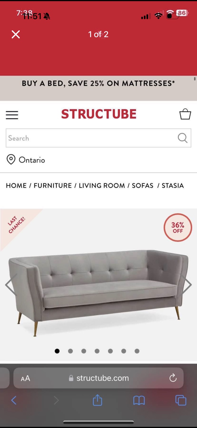 Structube Stasia Sofa - Grey - photo 2